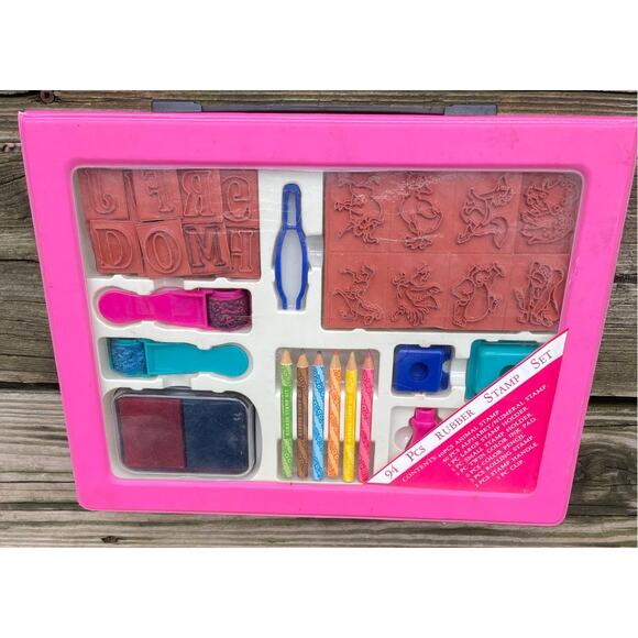 Rubber Stamping Stamp Kit Ink Art Kit Kids - Picture 1 of 16